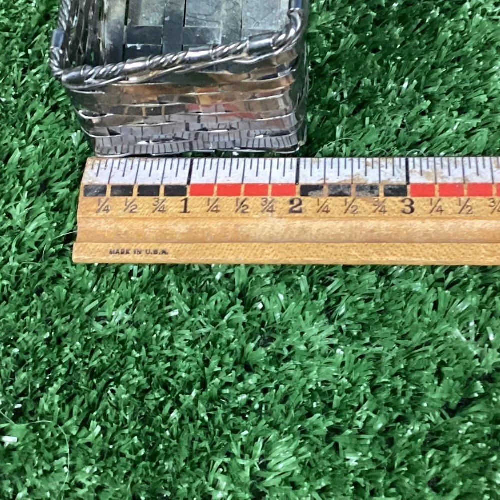 Vintage Silverplated Over Brass Woven Basket Small